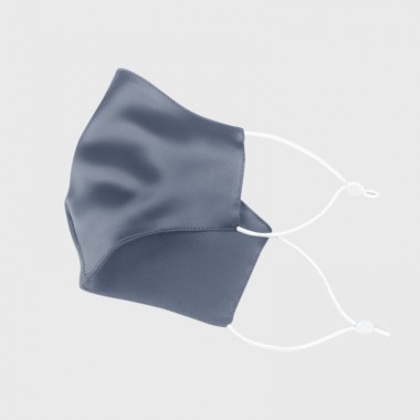 Misty Blue & White Double-Sided 22 Momme Silk Face Mask for Sale