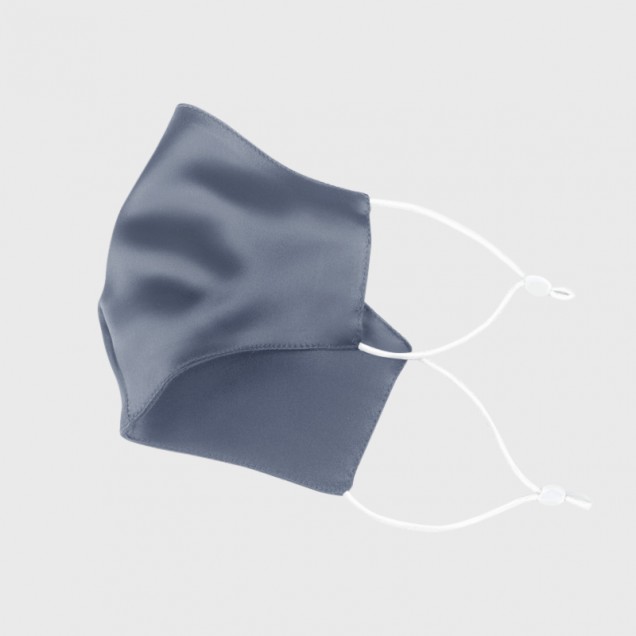 Misty Blue & White Double-Sided 22 Momme Silk Face Mask for Sale Misty Blue & White Double-Sided 22 Momme Silk Face Mask for Sale