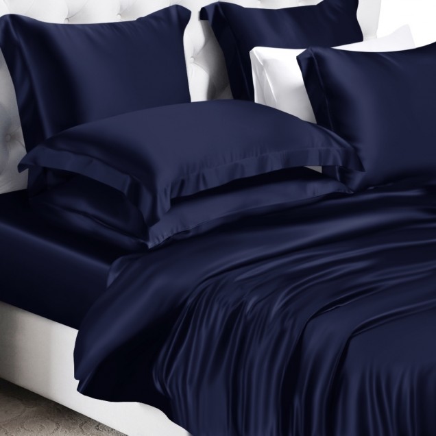 Navy 22 Momme Mulberry Silk Duvet Cover for Sale Navy 22 Momme Mulberry Silk Duvet Cover for Sale