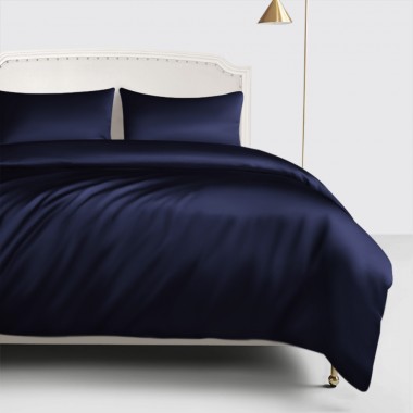 Navy 22 Momme Mulberry Silk Duvet Cover for Sale