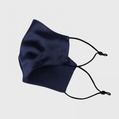 Navy & Black Double-Sided 22 Momme Silk Face Mask for Sale