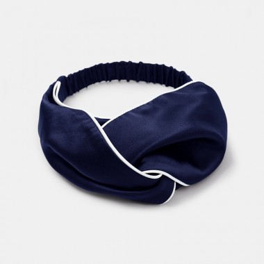 Navy & Ivory Silk Headband for Sale