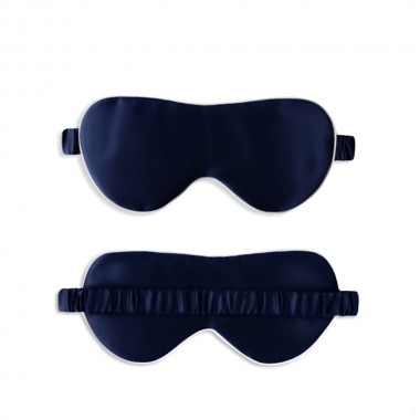 Navy & Ivory Suede Rose Silk Eye Mask for Sale