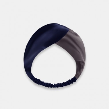 Navy & Slate Gray Mulberry Silk Headband for Sale