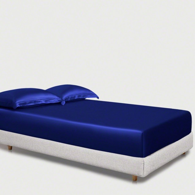 Royal Blue 22 Momme Mulberry Silk Fitted Sheet for Sale Royal Blue 22 Momme Mulberry Silk Fitted Sheet for Sale
