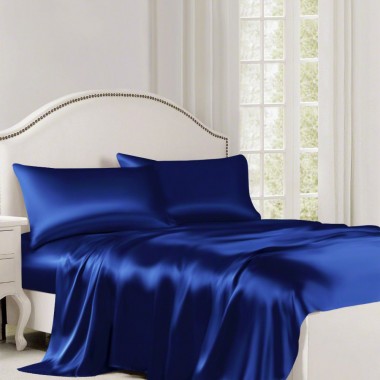 Royal Blue 22 Momme Mulberry Silk Flat Sheet for Sale