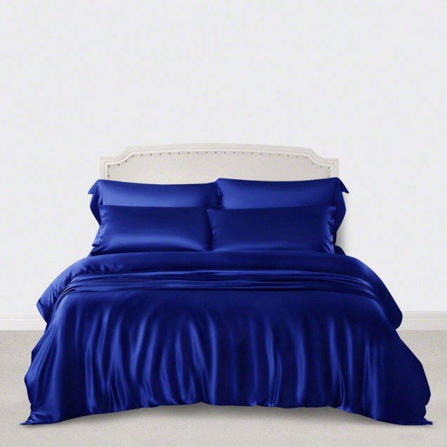 Royal Blue 3 PCS 22 Momme Mulberry Silk Duvet Cover Set for Sale Royal Blue 3 PCS 22 Momme Mulberry Silk Duvet Cover Set for Sale
