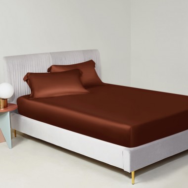 Rust Red 22 Momme Mulberry Silk Fitted Sheet for Sale
