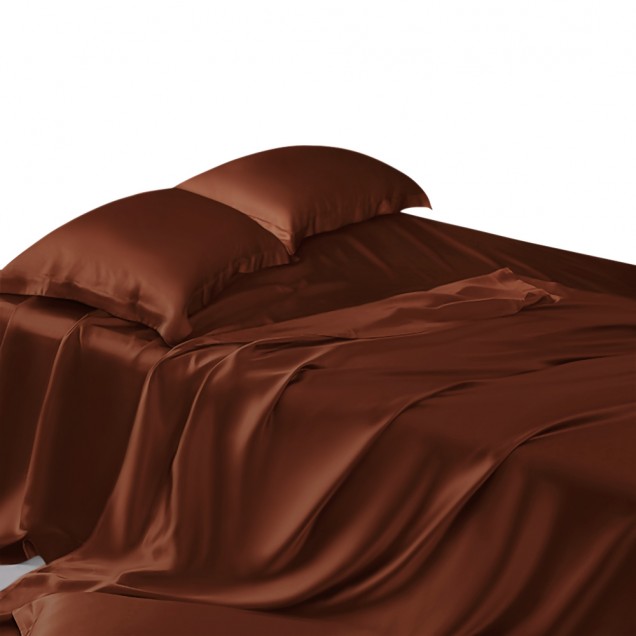 Rust Red 22 Momme Mulberry Silk Flat Sheet for Sale Rust Red 22 Momme Mulberry Silk Flat Sheet for Sale