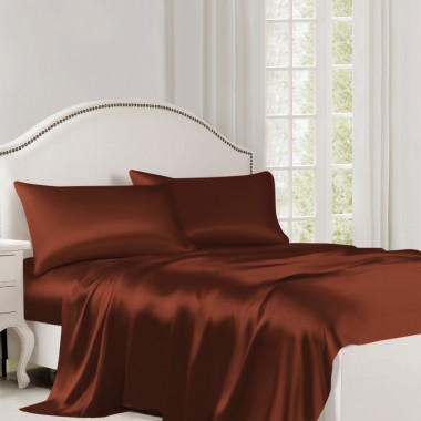 Rust Red 22 Momme Mulberry Silk Flat Sheet for Sale