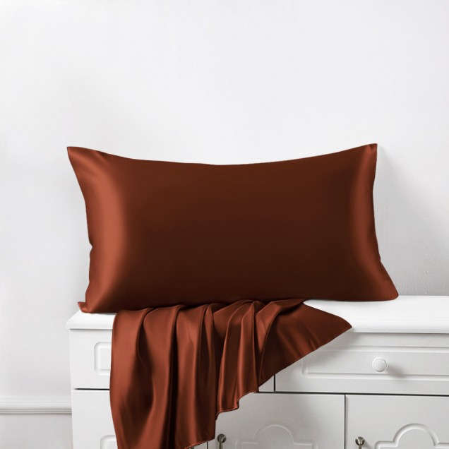 Rust Red 22 Momme Mulberry Silk Pillowcase with Hidden Zipper for Sale
