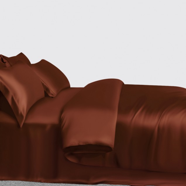 Rust Red 3 PCS 22 Momme Mulberry Silk Duvet Cover Set for Sale Rust Red 3 PCS 22 Momme Mulberry Silk Duvet Cover Set for Sale