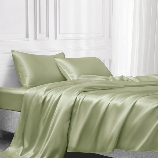 Sage Green 22 Momme Mulberry Silk Flat Sheet for Sale Sage Green 22 Momme Mulberry Silk Flat Sheet for Sale