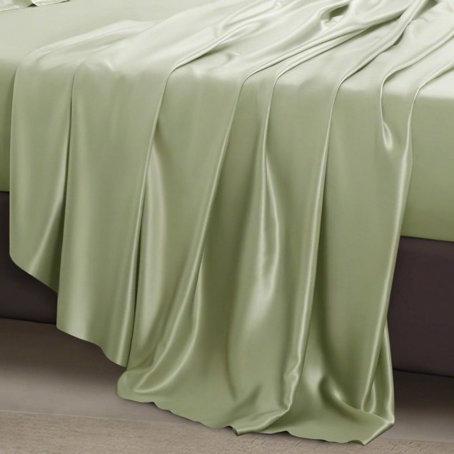 Sage Green 22 Momme Mulberry Silk Flat Sheet for Sale Sage Green 22 Momme Mulberry Silk Flat Sheet for Sale