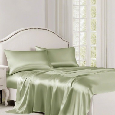 Sage Green 22 Momme Mulberry Silk Flat Sheet for Sale