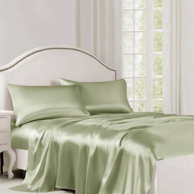 Sage Green 22 Momme Mulberry Silk Flat Sheet for Sale Sage Green 22 Momme Mulberry Silk Flat Sheet for Sale