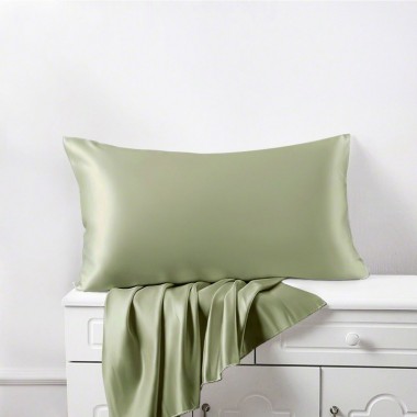Sage Green 22 Momme Mulberry Silk Pillowcase with Hidden Zipper for Sale
