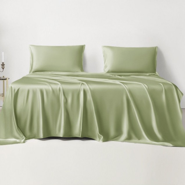 Sage Green 22 Momme Mulberry Silk Sheet Set for Sale Sage Green 22 Momme Mulberry Silk Sheet Set for Sale