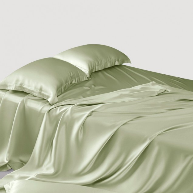 Sage Green 22 Momme Mulberry Silk Sheet Set for Sale Sage Green 22 Momme Mulberry Silk Sheet Set for Sale