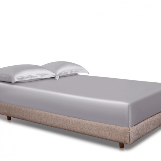 Silver 22 Momme Mulberry Silk Fitted Sheet for Sale Silver 22 Momme Mulberry Silk Fitted Sheet for Sale