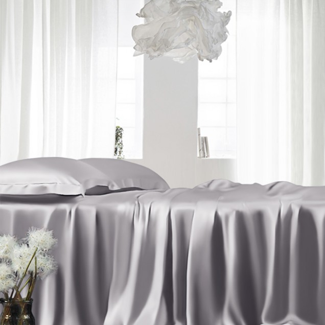 Silver 22 Momme Mulberry Silk Fitted Sheet for Sale Silver 22 Momme Mulberry Silk Fitted Sheet for Sale