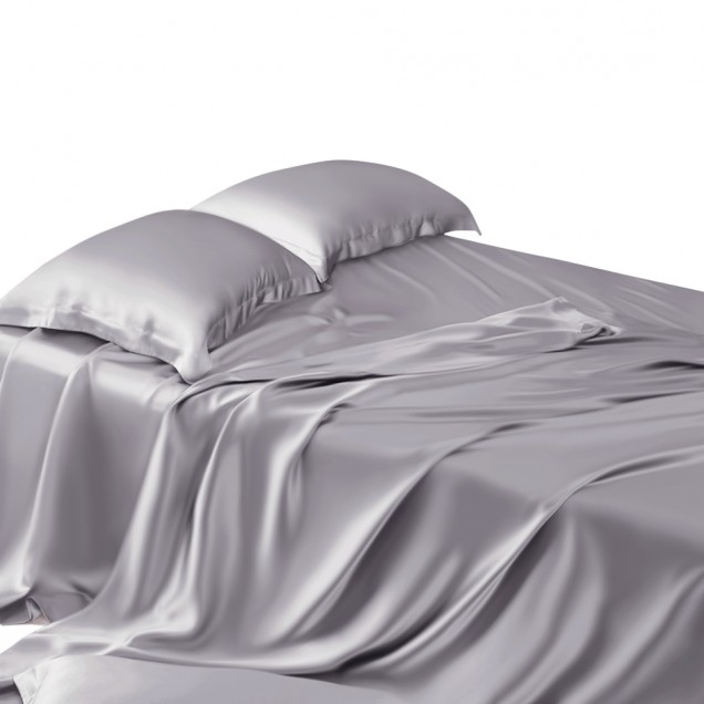 Silver 22 Momme Mulberry Silk Flat Sheet for Sale Silver 22 Momme Mulberry Silk Flat Sheet for Sale