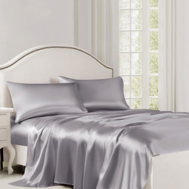Silver 22 Momme Mulberry Silk Flat Sheet for Sale