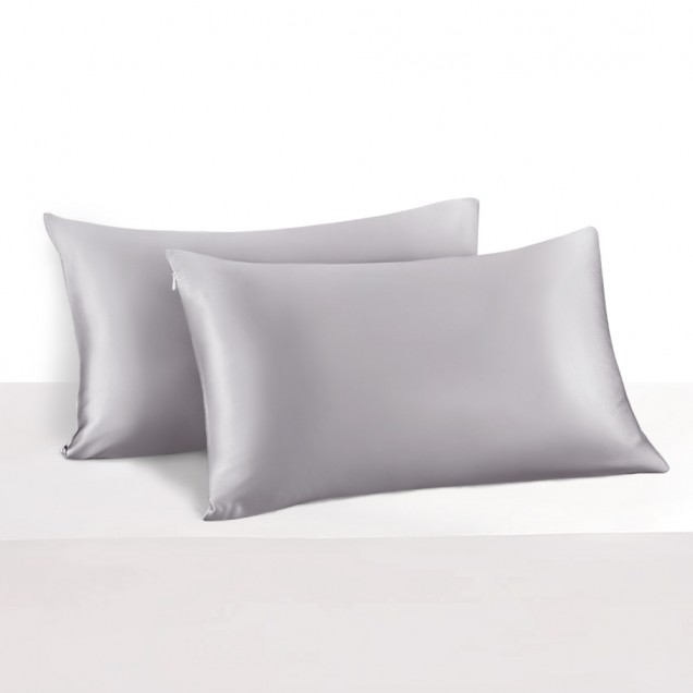 Silver 22 Momme Mulberry Silk Pillowcase with Hidden Zipper for Sale Silver 22 Momme Mulberry Silk Pillowcase with Hidden Zipper for Sale