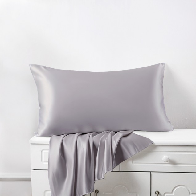 Silver 22 Momme Mulberry Silk Pillowcase with Hidden Zipper for Sale Silver 22 Momme Mulberry Silk Pillowcase with Hidden Zipper for Sale