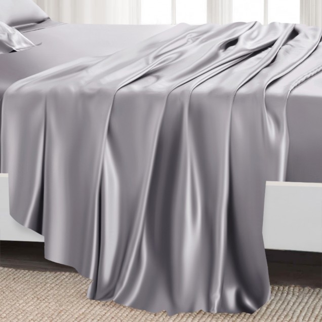 Silver 22 Momme Mulberry Silk Sheet Set for Sale Silver 22 Momme Mulberry Silk Sheet Set for Sale