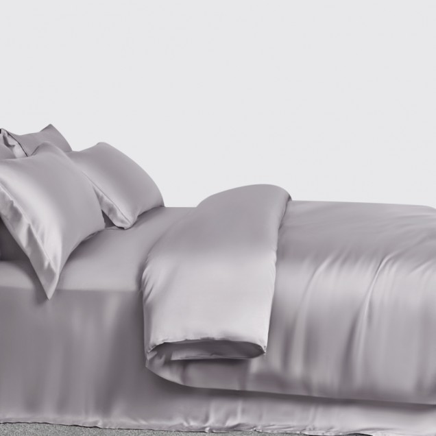 Silver 3 PCS 22 Momme Mulberry Silk Duvet Cover Set for Sale Silver 3 PCS 22 Momme Mulberry Silk Duvet Cover Set for Sale