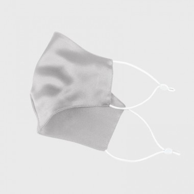 Silver & White Double-Sided 22 Momme Silk Face Mask for Sale