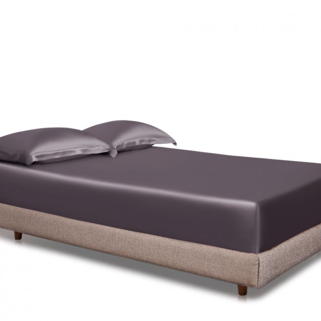 Slate Gray 22 Momme Mulberry Silk Fitted Sheet for Sale Slate Gray 22 Momme Mulberry Silk Fitted Sheet for Sale