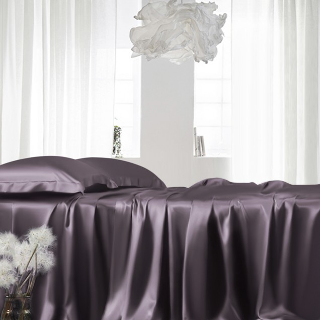 Slate Gray 22 Momme Mulberry Silk Fitted Sheet for Sale Slate Gray 22 Momme Mulberry Silk Fitted Sheet for Sale