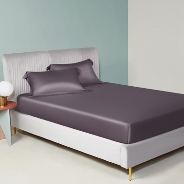 Slate Gray 22 Momme Mulberry Silk Fitted Sheet for Sale