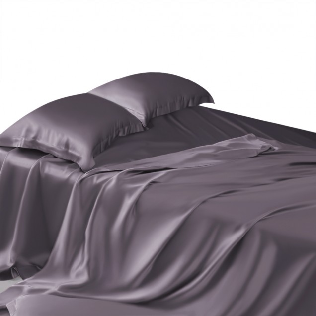 Slate Gray 22 Momme Mulberry Silk Flat Sheet for Sale