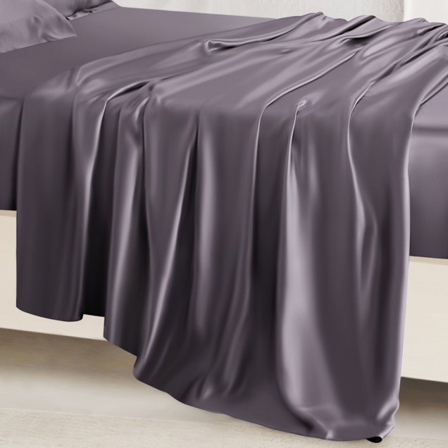 Slate Gray 22 Momme Mulberry Silk Flat Sheet for Sale