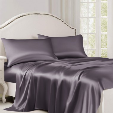 Slate Gray 22 Momme Mulberry Silk Flat Sheet for Sale