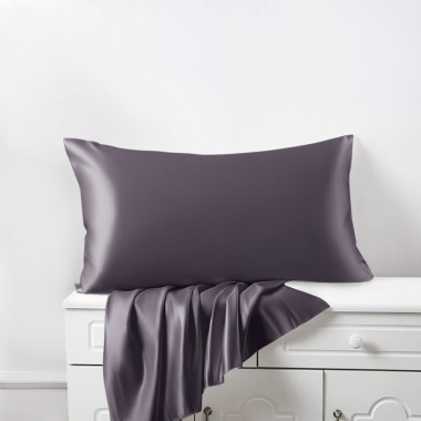 Slate Gray 22 Momme Mulberry Silk Pillowcase with Hidden Zipper for Sale