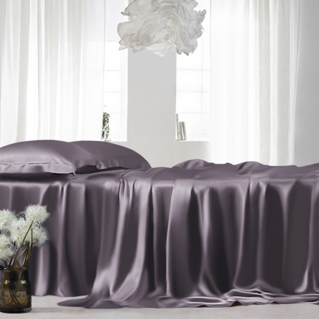 Slate Gray 22 Momme Mulberry Silk Sheet Set for Sale Slate Gray 22 Momme Mulberry Silk Sheet Set for Sale