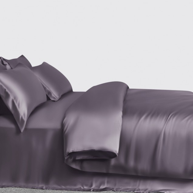 Slate Gray 3 PCS 22 Momme Mulberry Silk Duvet Cover Set for Sale Slate Gray 3 PCS 22 Momme Mulberry Silk Duvet Cover Set for Sale