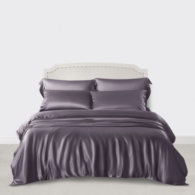 Slate Gray 3 PCS 22 Momme Mulberry Silk Duvet Cover Set for Sale Slate Gray 3 PCS 22 Momme Mulberry Silk Duvet Cover Set for Sale