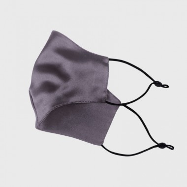 Slate Gray & Black Double-Sided 22 Momme Silk Face Mask for Sale