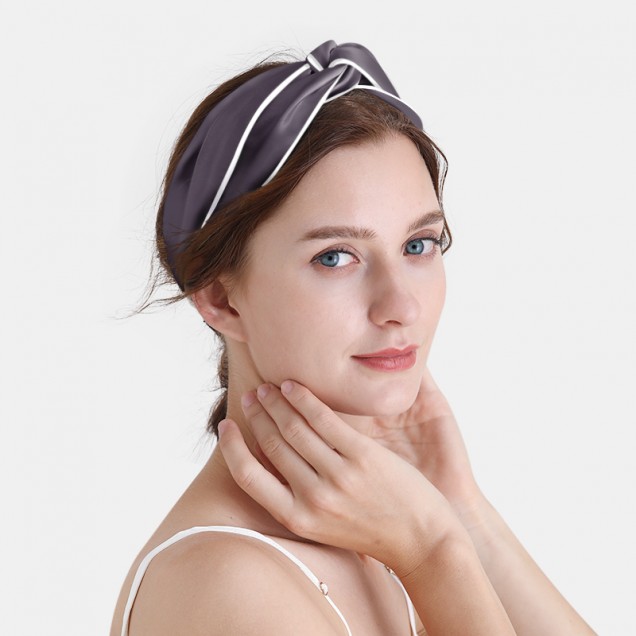 Slate Gray & Ivory Silk Headband for Sale Slate Gray & Ivory Silk Headband for Sale
