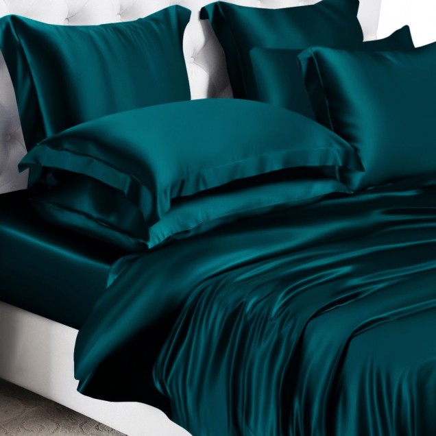 Teal 22 Momme Mulberry Silk Duvet Cover for Sale Teal 22 Momme Mulberry Silk Duvet Cover for Sale