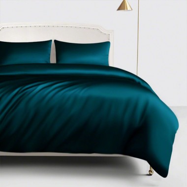 Teal 22 Momme Mulberry Silk Duvet Cover for Sale