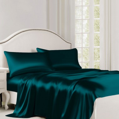 Teal 22 Momme Mulberry Silk Flat Sheet for Sale