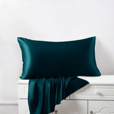 Teal 22 Momme Mulberry Silk Pillowcase with Hidden Zipper for Sale