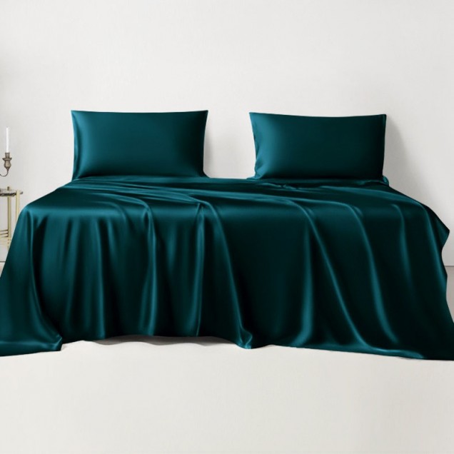 Teal 22 Momme Mulberry Silk Sheet Set for Sale Teal 22 Momme Mulberry Silk Sheet Set for Sale