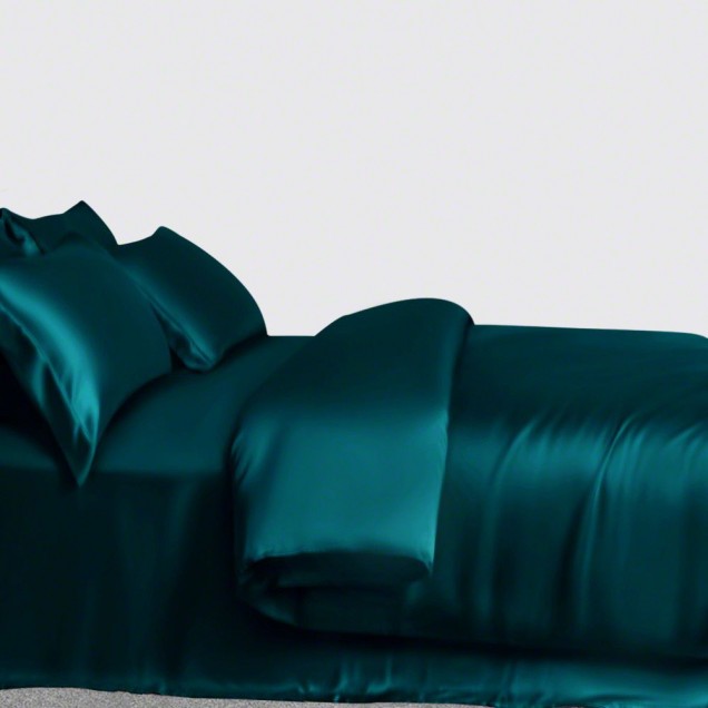 Teal 3 PCS 22 Momme Mulberry Silk Duvet Cover Set for Sale Teal 3 PCS 22 Momme Mulberry Silk Duvet Cover Set for Sale